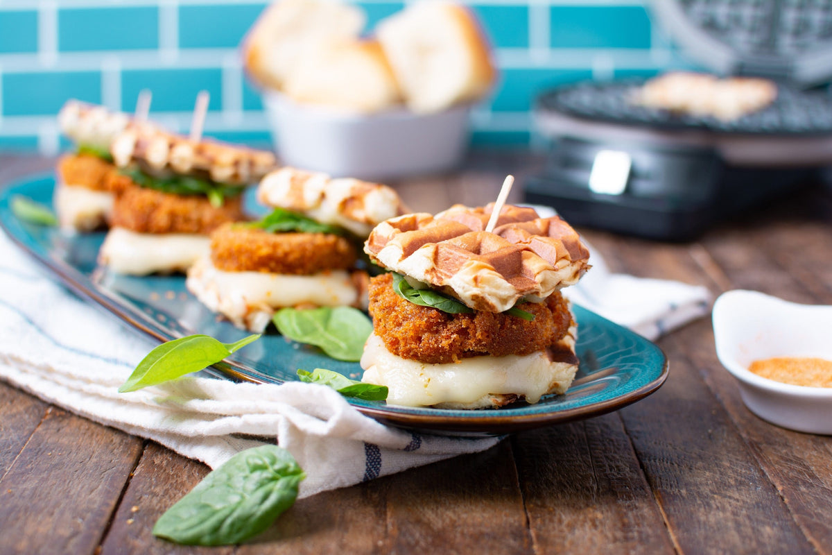 Veggie Chicken & Waffle Sliders