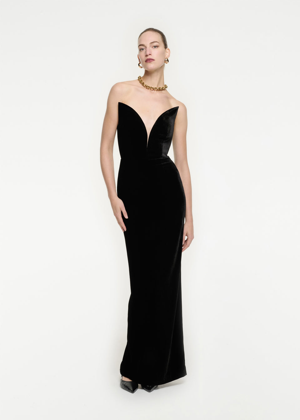 Black Strapless Formal Dress With Diamanté Back Detail - Pure Boutique