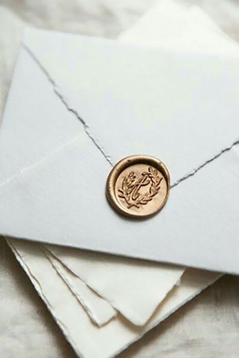 monogram wax seal on envelope