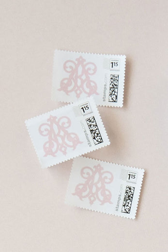 custom postage stamps with antique wedding monogram