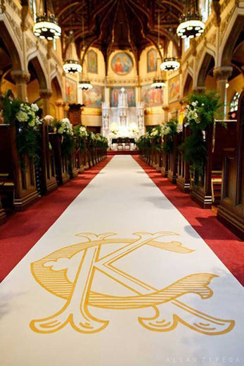 monogrammed aisle runner for church wedding