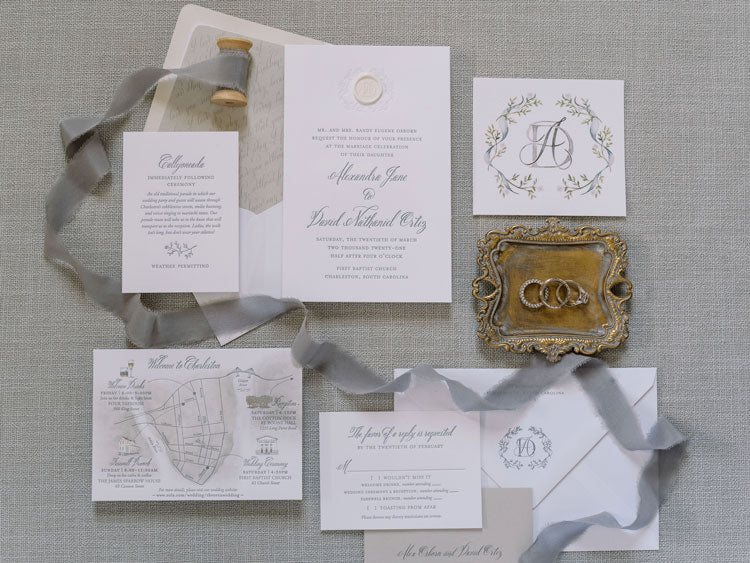 wedding invitation by Studio R Design with monogram