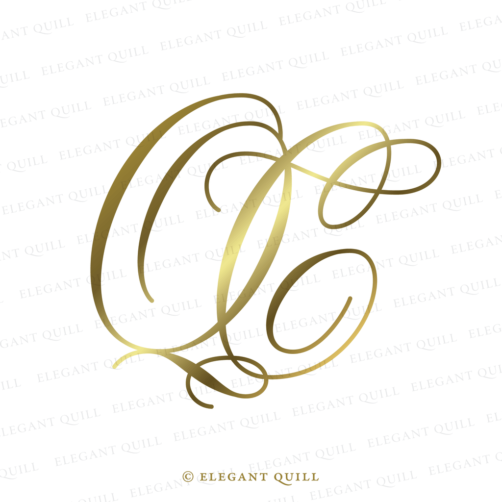 Wedding Monogram Logo, UY Initials – Elegant Quill