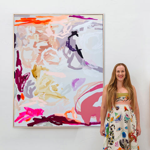 Australian abstract artist | large pink painting | modern art | Perth artist