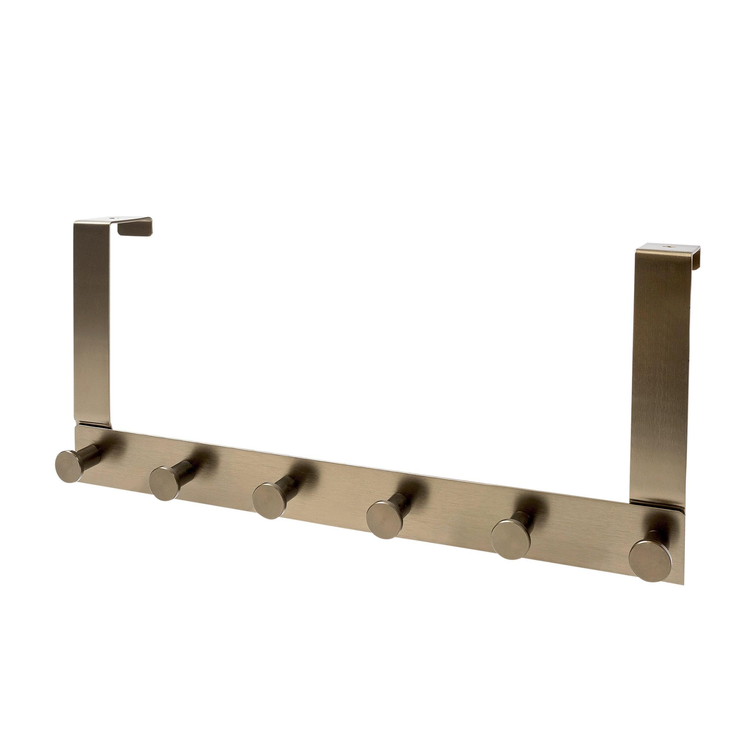 Home Essential 40cm Space Aluminium Door Rack With 6 Pegs Copper Colour Sold in 1/3/5 - Mycoathangers product image