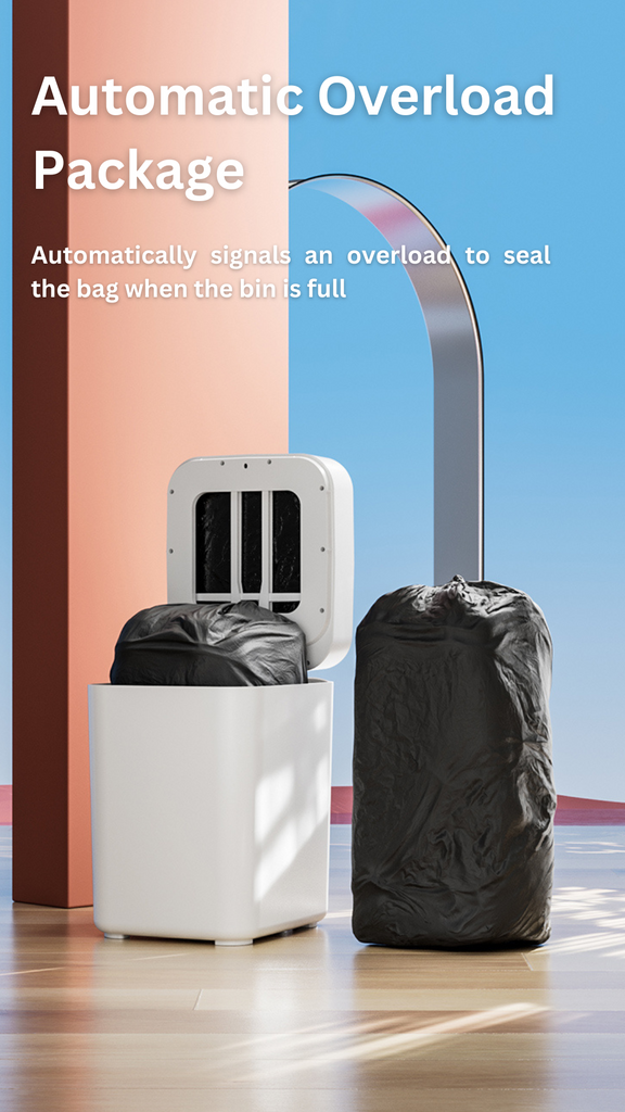 Automatic signals trash bag full and seal bag for bin