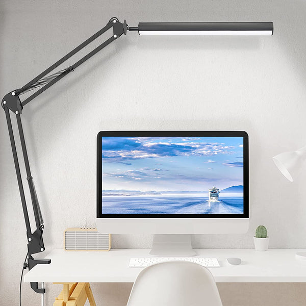 Ksunun Double Head LED Desk Lamp Modern Architect Desk Lamp for Monitor  Studio Reading Home Office, 24W Brightest Workbench Lighting-5 Color Modes  and