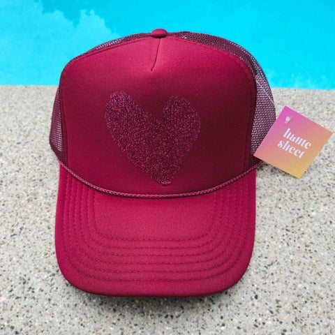 Glitter Heart Minimalist Trucker Hat