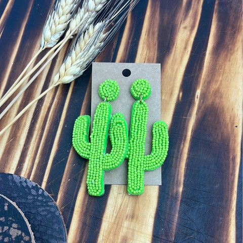 Cactus beaded earrings by The Fringe Co