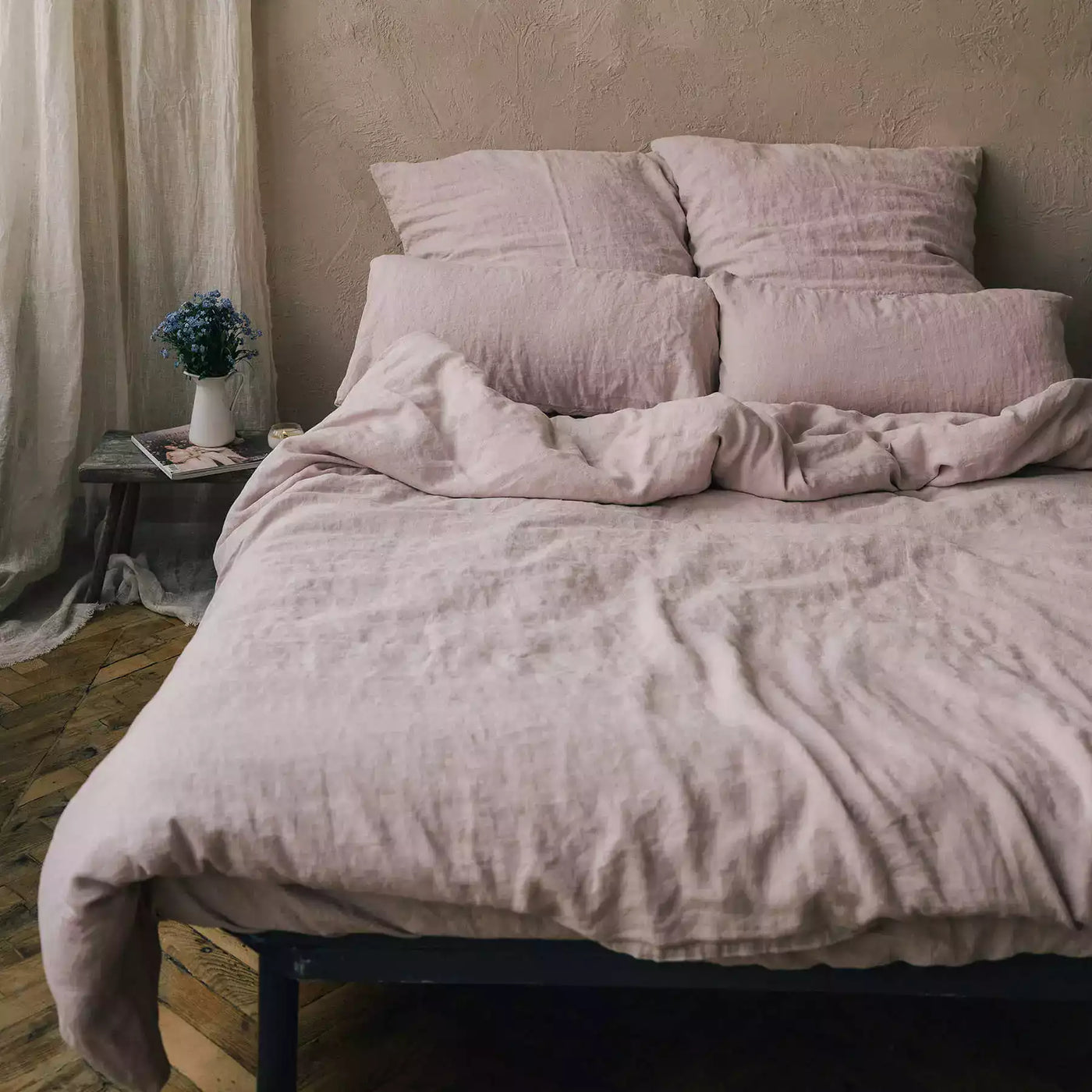 Juego de ropa de cama Linen 200x200 en cuarzo rosa | Tienda Tintory
