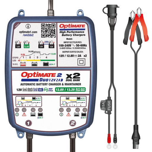 OptiMATE 3 Dual Bank, TM-451, 7-step 2x12V 0.8A Sealed Battery Saving — Rise