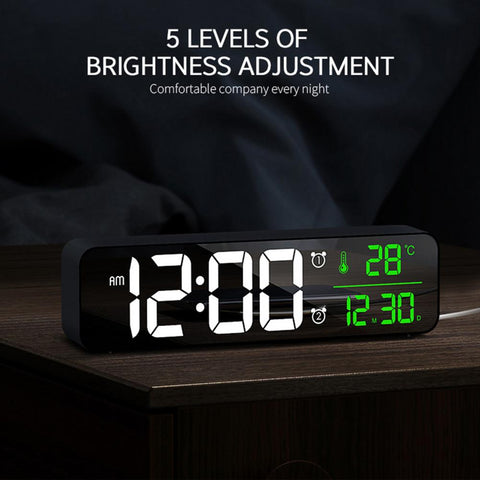 LED Charging Smart Mirror Electronic Alarm Clock