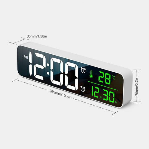 LED Charging Smart Mirror Electronic Alarm Clock - Size Specs