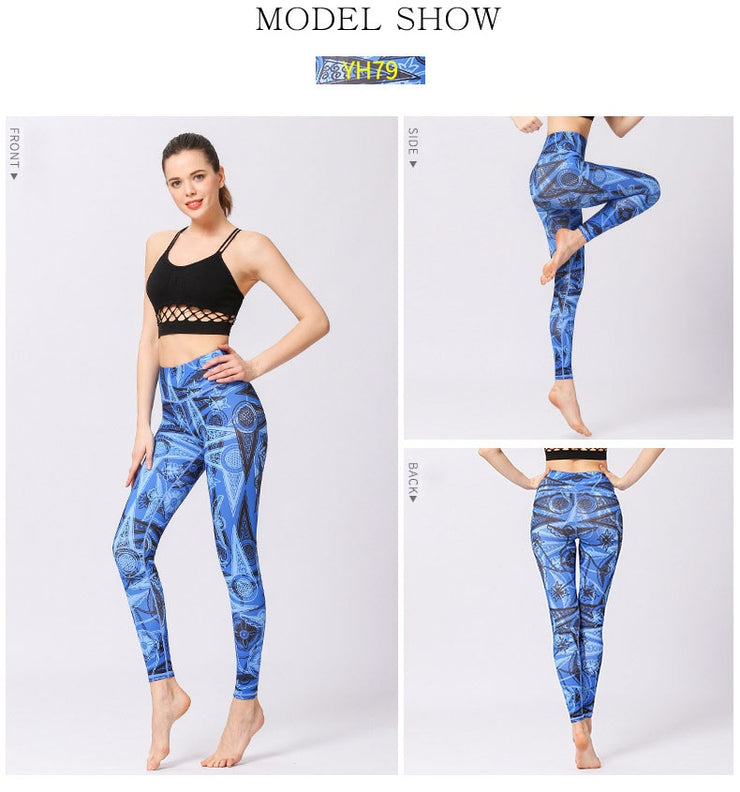 PANXD Леггинсы для фитнеса с принтом и высокой талией, женские брюки для йоги, эластичные спортивные леггинсы, женские брюки для тренировок в тренажерном зале, узкие брюки для бега и йоги