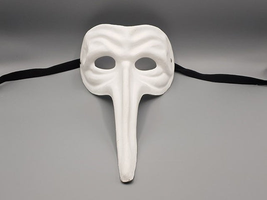 Blank White Capitano Grezzo Venetian Nose Masquerade Mask SKU 128 - VENICE  BUYS