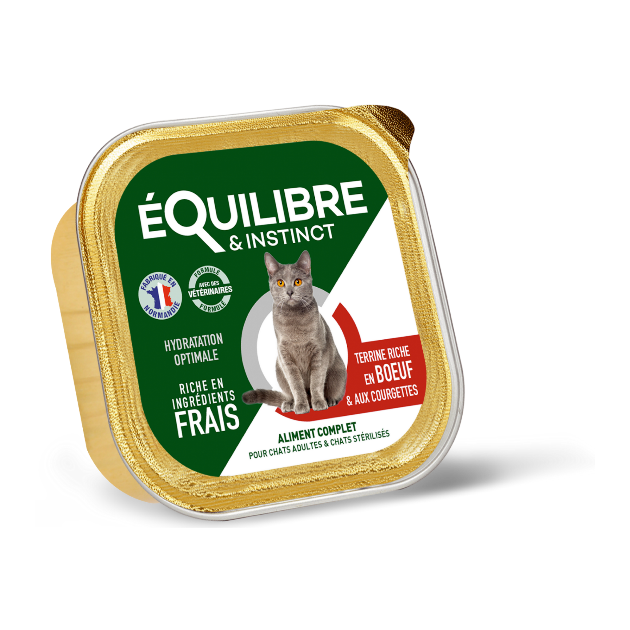 pâtées riches en bœuf & aux courgettes pour chat stérilisé et pour chat adulte - 14x85g - équilibre & instinct