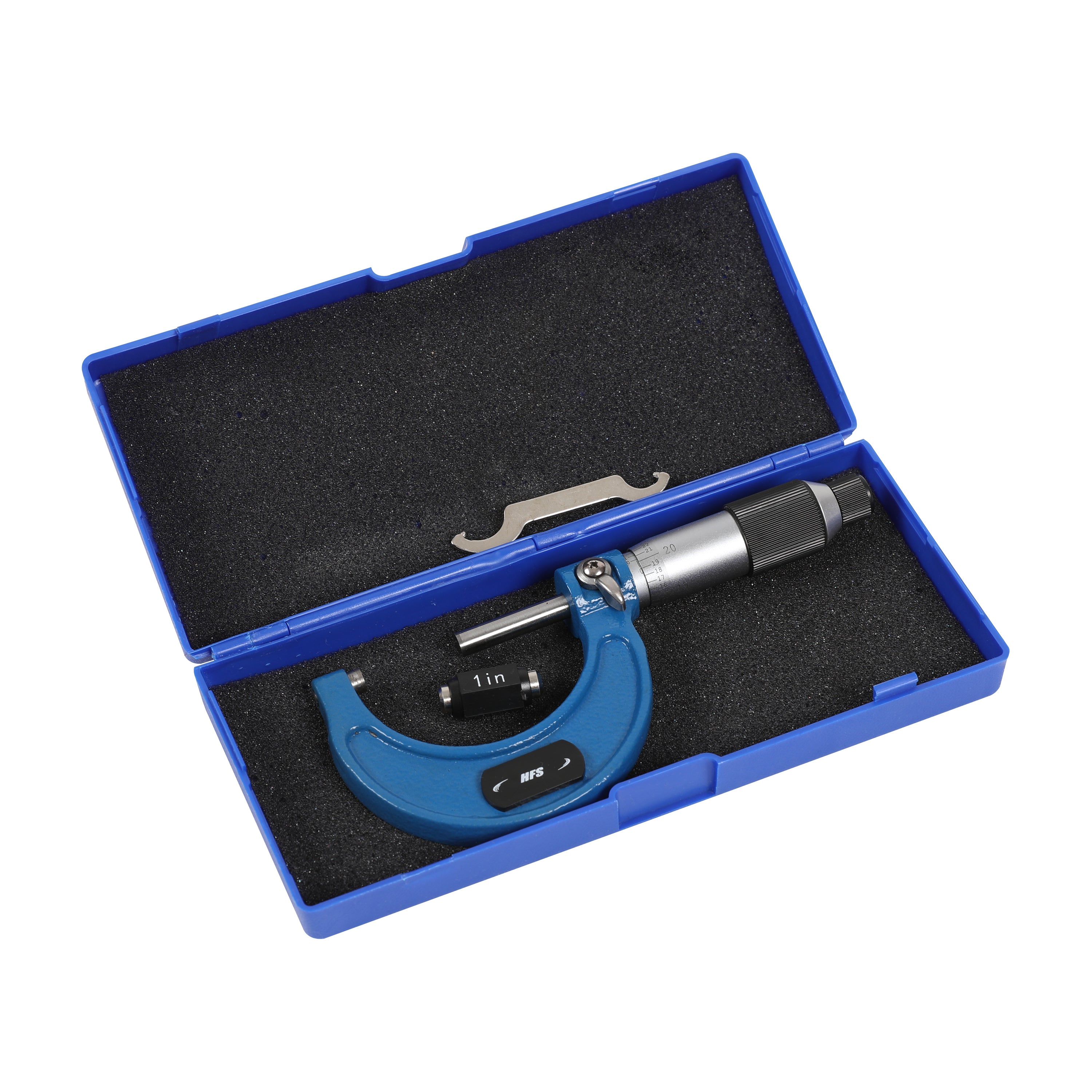 1-2" Range .0001" Graduation Solid Metal Frame Outside Micrometer Plastic Case