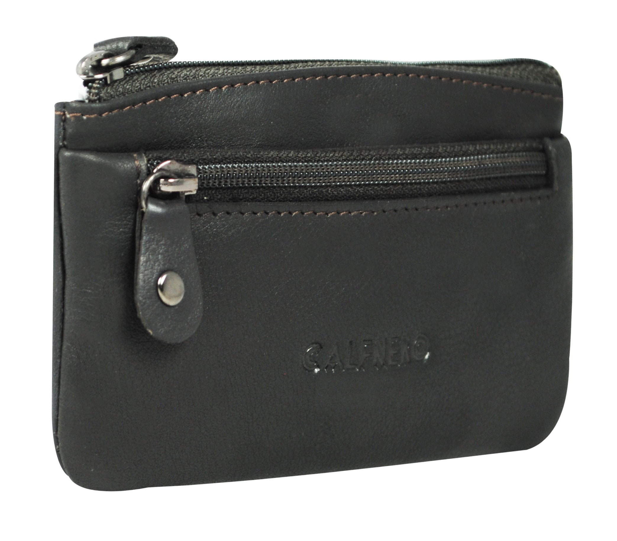 Buy FUR JADEN Black Faux Leather CardHolder Money Wallet Zipper Coin Purse  with 9 Credit Card Slots online