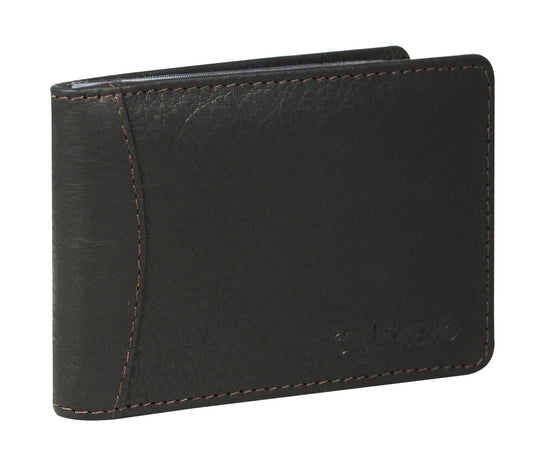 Double You Card holder Black soft calfskin & navy blue boxcalf