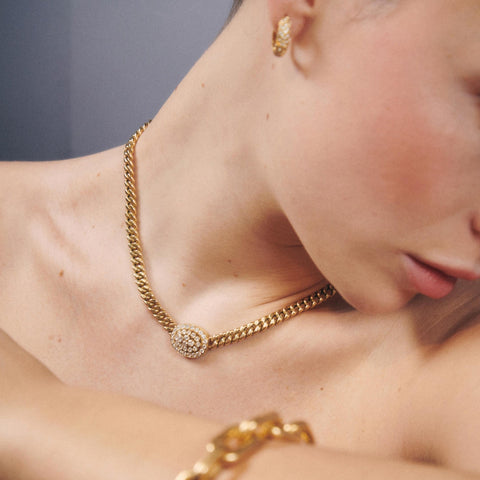 solid gold necklace, solid gold vintage necklace, vintage gold necklace for women