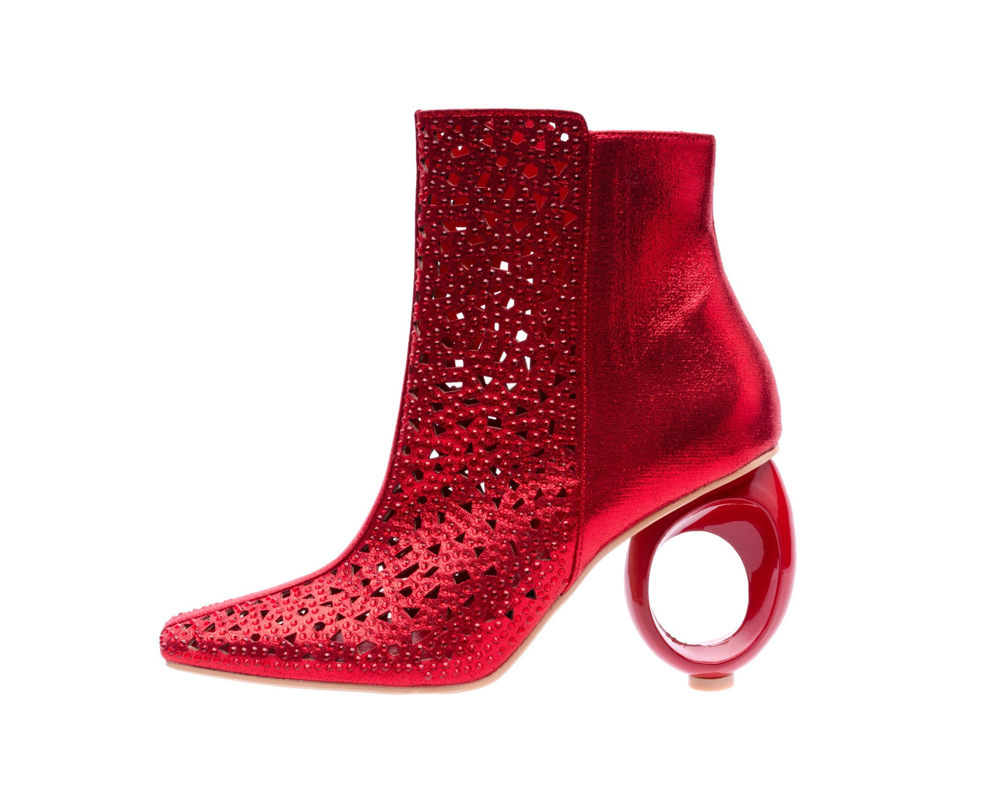 Lady Couture BREEZE Metallic Laser-Cut Bootie On A Circular Heel