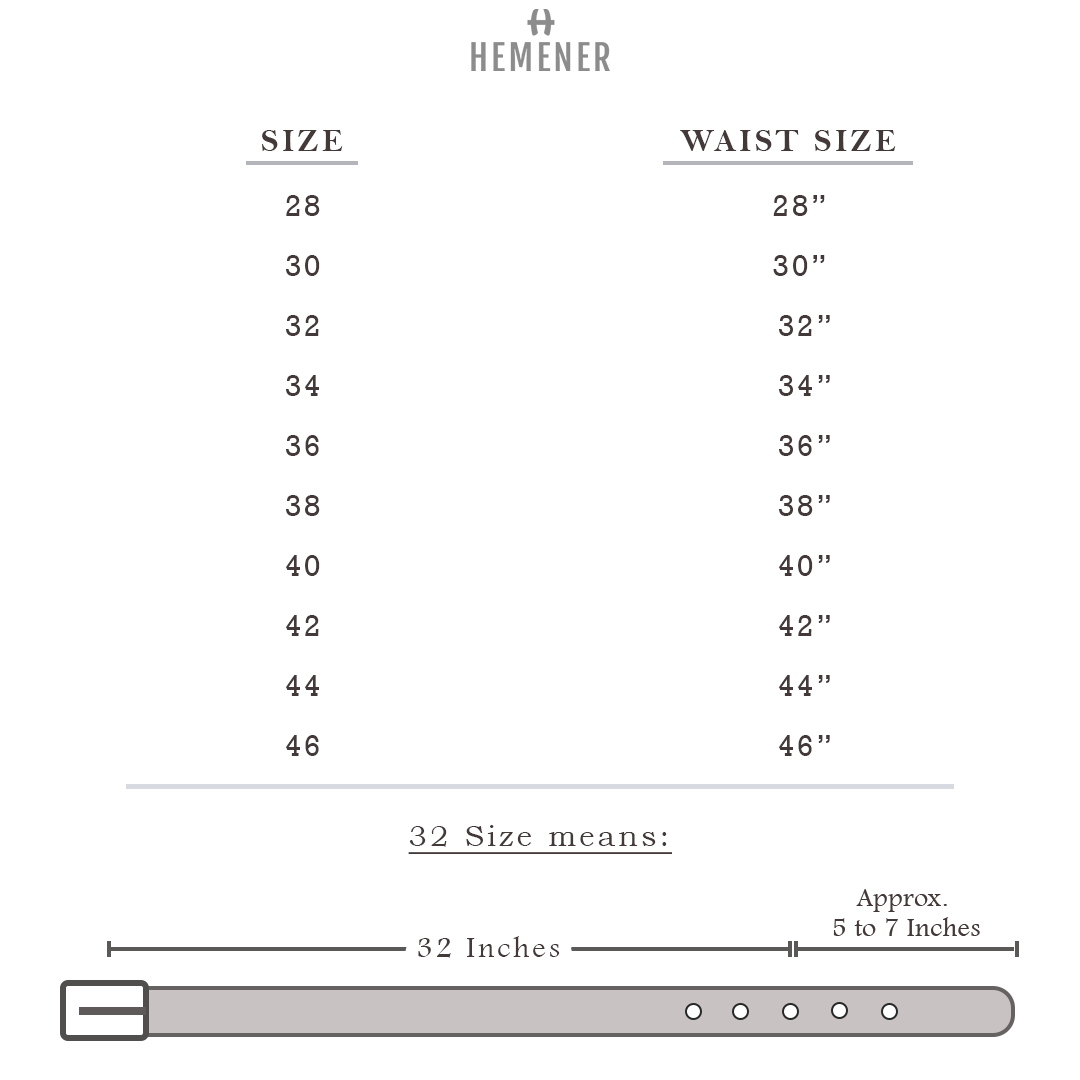 Hemener Belts Size Chart