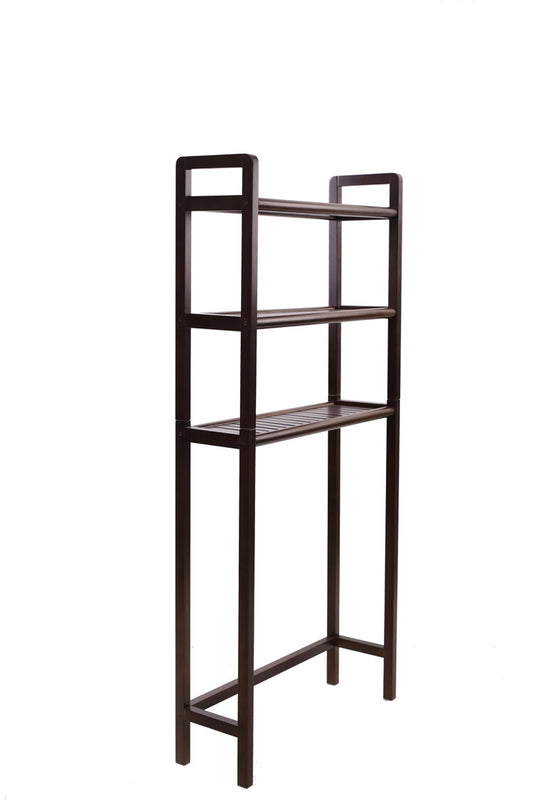 New Ridge Home Goods Dunnsville 2 Tier Space Saver with Side Storage Antique Chestnut