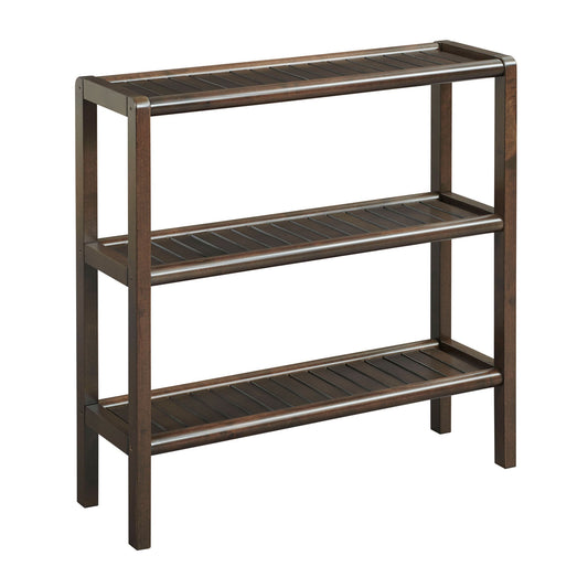 New Ridge Home Goods Dunnsville 2 Tier Space Saver with Side Storage Antique Chestnut