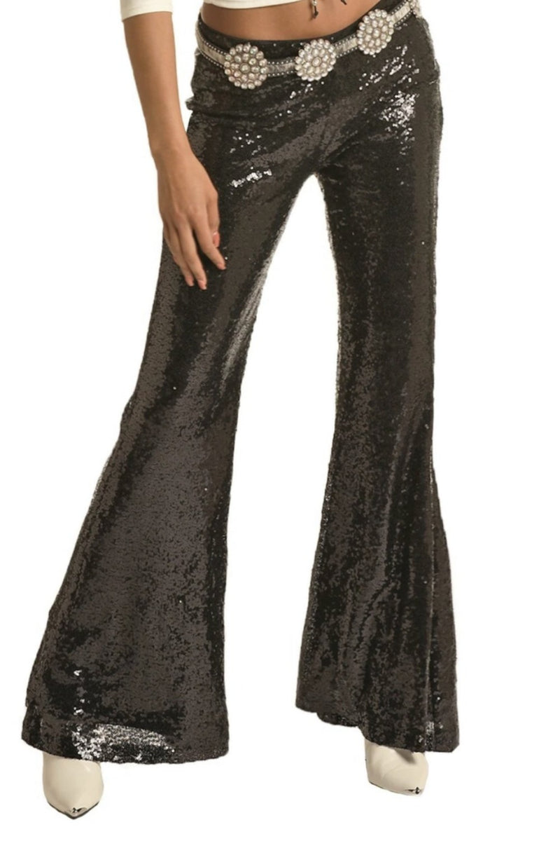 Rock&Roll Women's Black Sequin Bell Bottoms – On the Road Out West