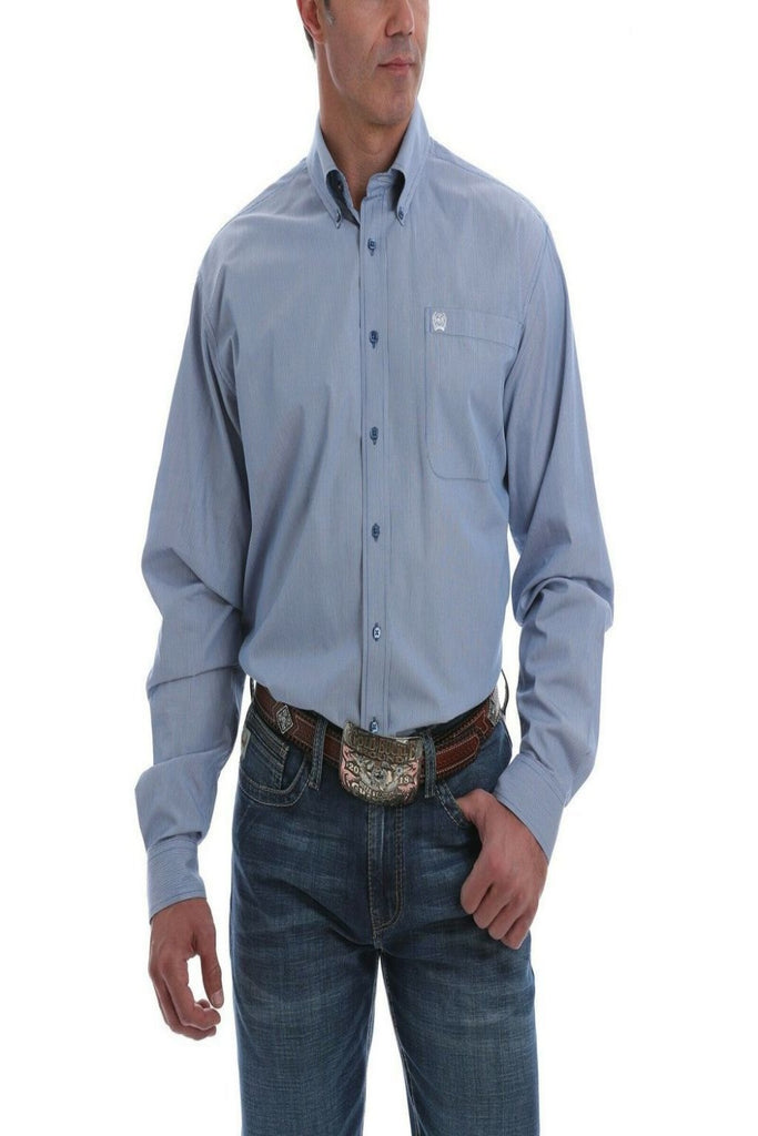 Cinch Men's Long Sleeve Button Up Blue Stripe Shirts – On the Road Out West