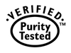 Verified Purity Tested logo: The words VERIFIED TM arched over a black and white oval containing the words Purity Tested.