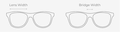 Glasses/ Sunglasses Size Reference Chart: Lens width & Bridge width