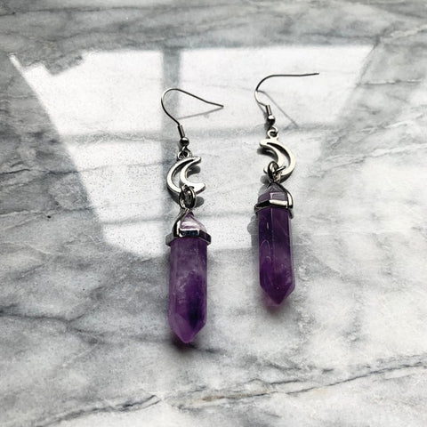 Amethyst Moon Earrings