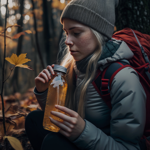 girl drinking tea outdoor01