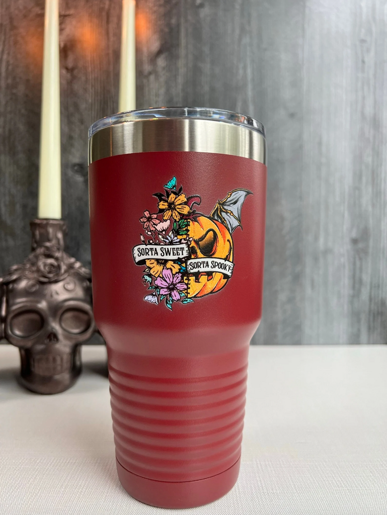 22 oz Slim Tumbler- Halloween Sunset Scene – Shimmered Design Co.