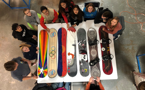 Group of Students with Finished Snowboards