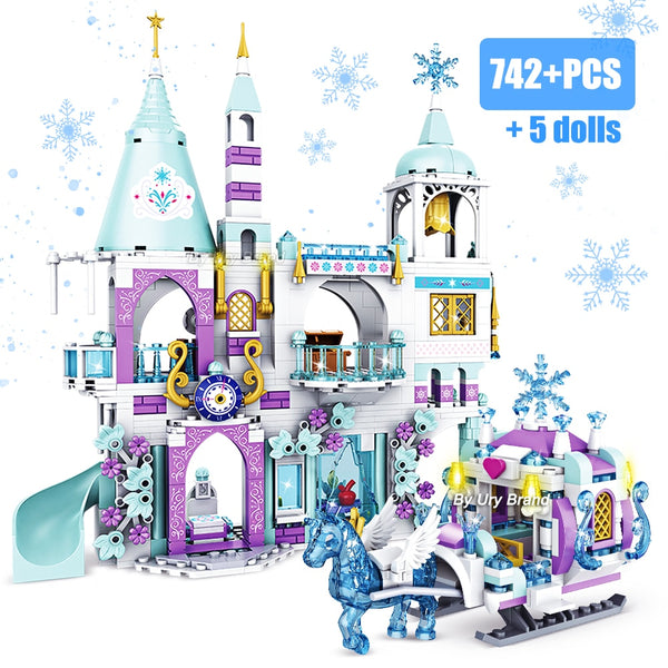 Princess Luxury Ice Castles Playground Winter Snow MOC Block Model