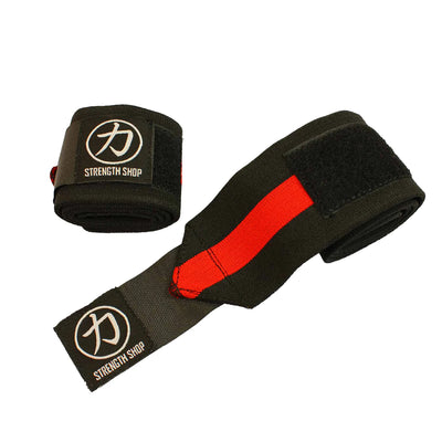 Heavy Wrist Wraps, Black/Red - IPF Approved, Strength Shop