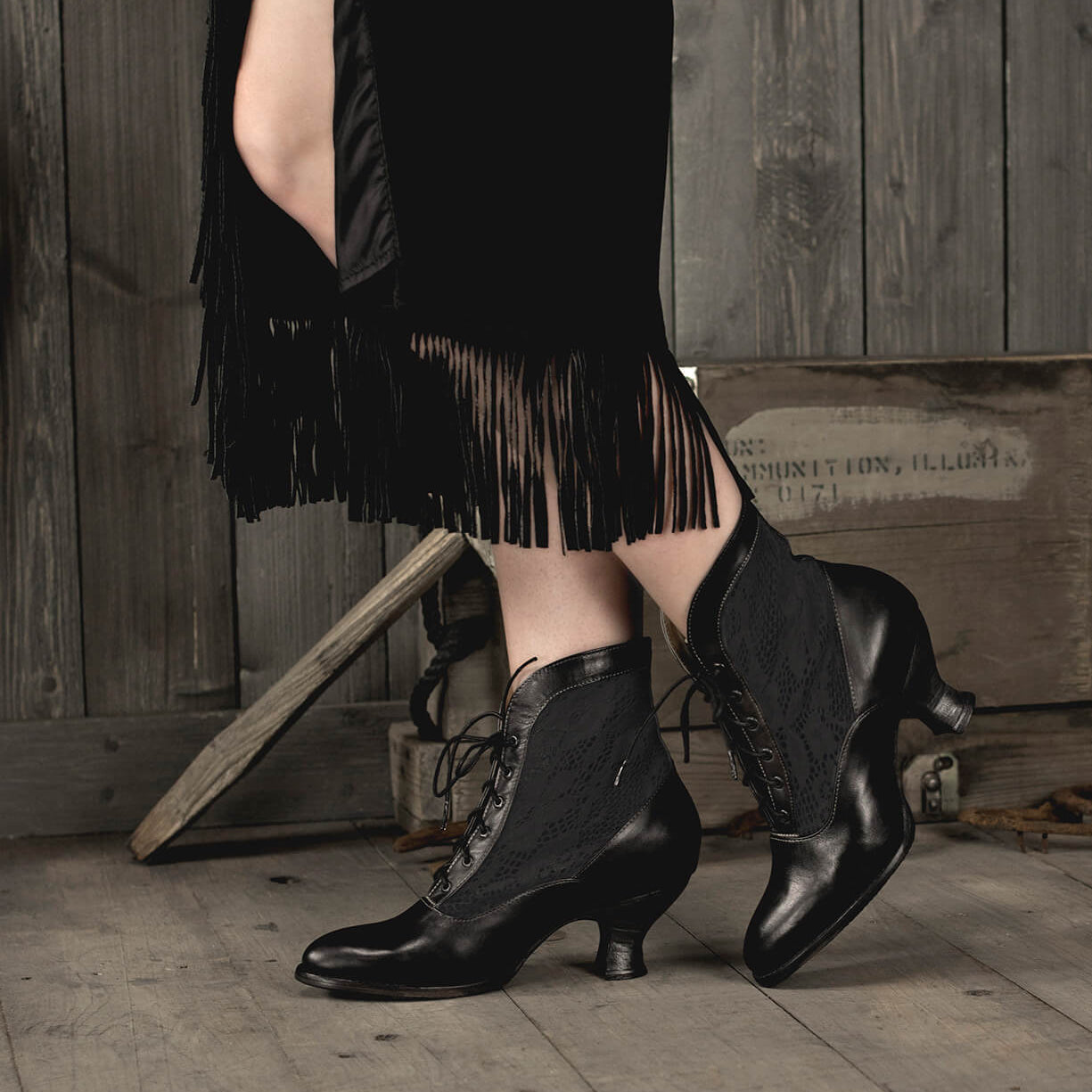 Josephine Black Victorian Half Boot