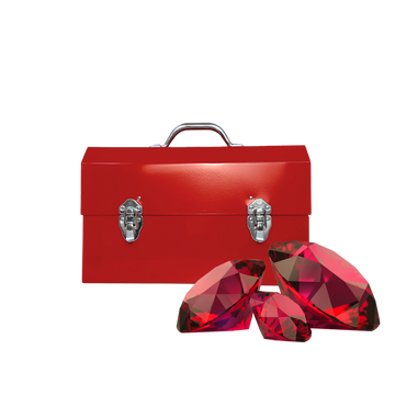 L. May aluminum lunchbox powder coated in red for the gemstone ruby collection