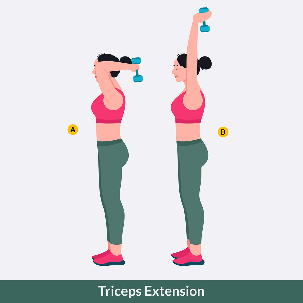 Infographic on how to do a overhead tricep extension