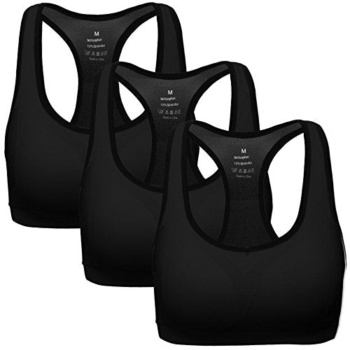 MIRITY Women Racerback Sports Bras - High Impact Workout Gym Activewear Bra  Color,Black*3,L Fit 32DD 34D 34DD 36C 38B 38C – The Home Fitness Corp