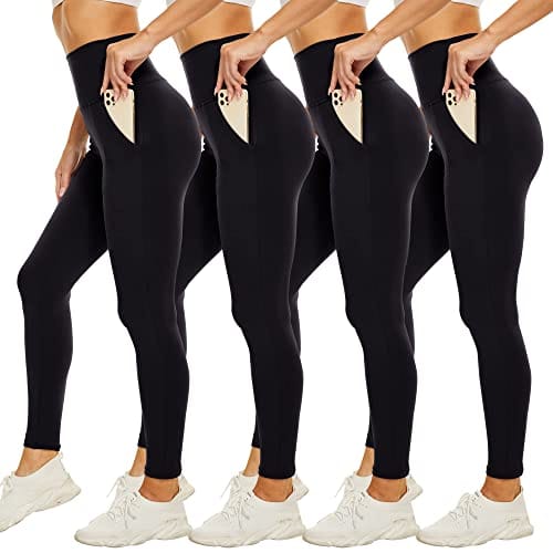CAMPSNAIL 4 Pack High Waisted Leggings for Women with Pockets- Soft Tummy  Control Slimming Yoga Pants for Workout Running – The Home Fitness Corp