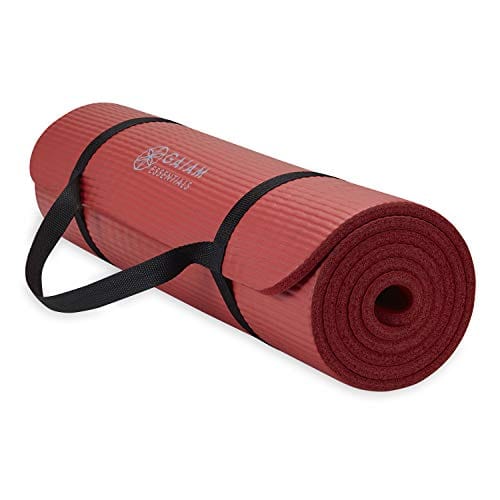  Gaiam Essentials Thick Yoga Mat Fitness & Exercise Mat with  Easy-Cinch Carrier Strap, Black, 72L X 24W X 2/5 Inch Thick : Sports &  Outdoors