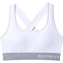 Load image into Gallery viewer, Under Armour womens HeatGear Armour Mid Impact Crossback Sports Bra , White (100)/White , X-Small
