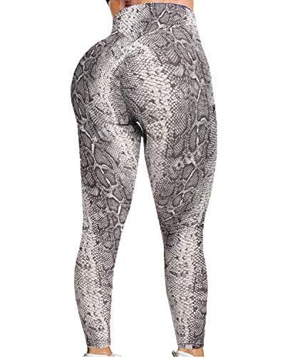 FITTOO Women's High Waist Yoga Pants Tummy Control Scrunched Booty Leggings  Workout Running Butt Lift Textured Tights Peach Butt Red(M)