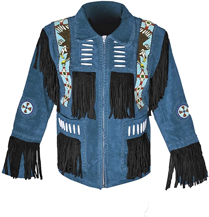 Western Leather Jackets for Men Cowboy Leather Jacket and Fringe Eagle ...