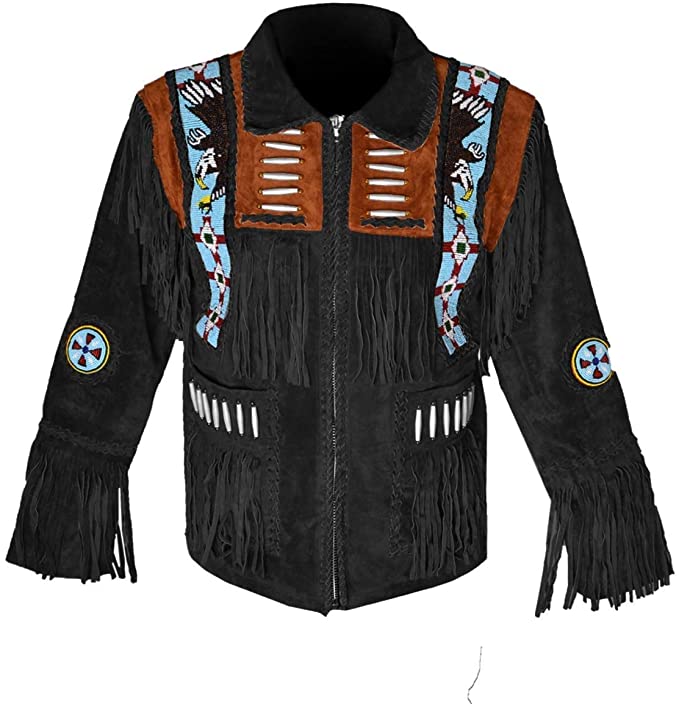 Western Leather Jackets for Men Cowboy Leather Jacket and Fringe Eagle ...