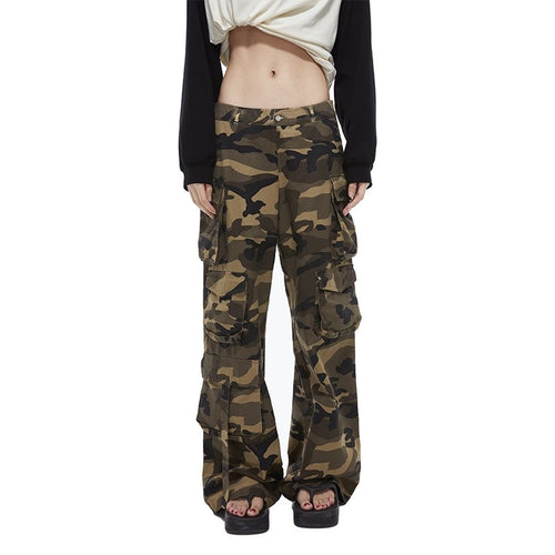 Sanbonepd Womens Retro Cargo Pants With Pockets Outdoor Casual Camo  Construction Work Pants