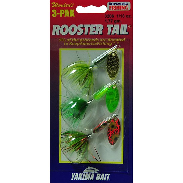 Yakima Wordens S206-FRT Rooster Tail in-Line Spinner, 2, 1/16 oz, Fire  Tiger